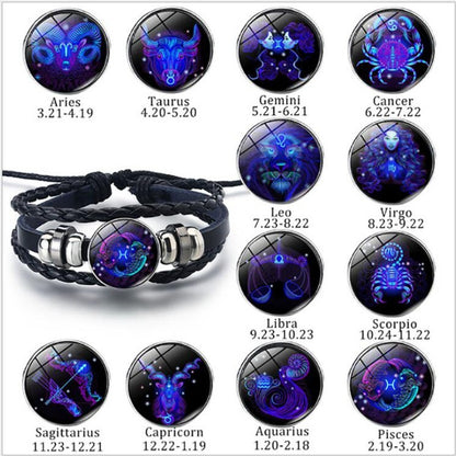 Zodiac Constellation Bracelet Braided Design Bracelet For Men Women Kids