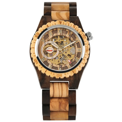 Nature Wood Self-Winding Mechanical Watch for Men: