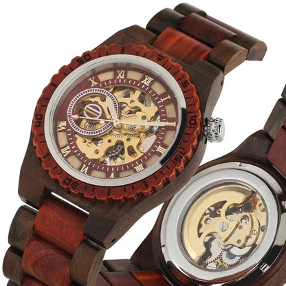 Nature Wood Self-Winding Mechanical Watch for Men: