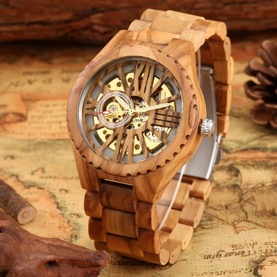 Orologio meccanico retrò in legno di ciliegio: