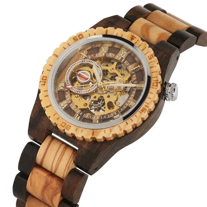 Nature Wood Self-Winding Mechanical Watch for Men: