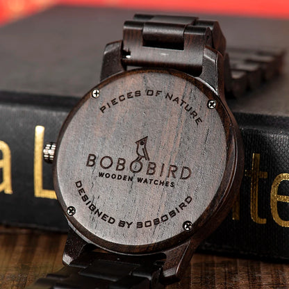 Orologio al quarzo di marca di lusso in legno da uomo BOBO BIRD: