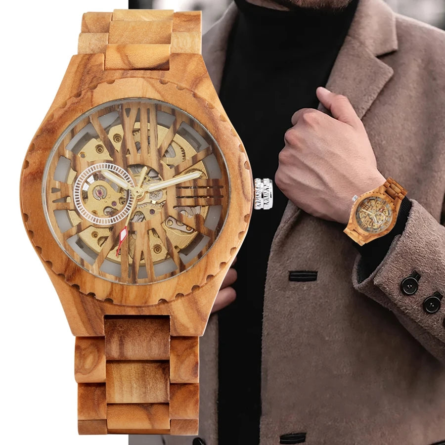 Orologio meccanico retrò in legno di ciliegio: