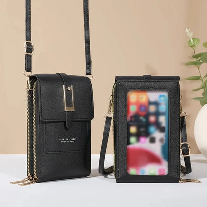 Sac pour téléphone portable à écran tactile, Mini sac à bandoulière à rabat, sac à main en Faux cuir à la mode, portefeuille Vertical avec fentes pour cartes