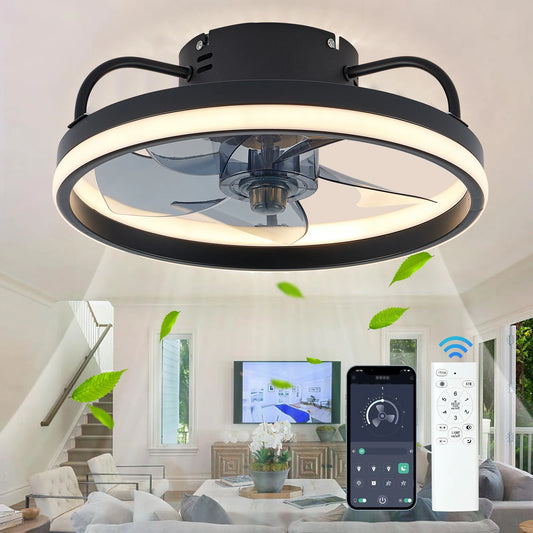 Ventilateur de plafond LED intelligent avec télécommande – Parfait pour la décoration de la chambre et du salon :