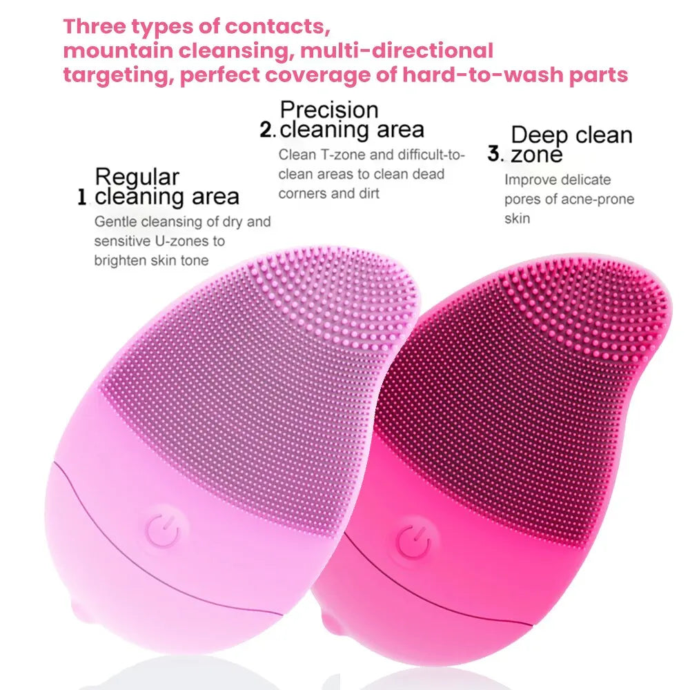 New Electric 6 Gears Massage Silicone Facial Cleaning Brush: