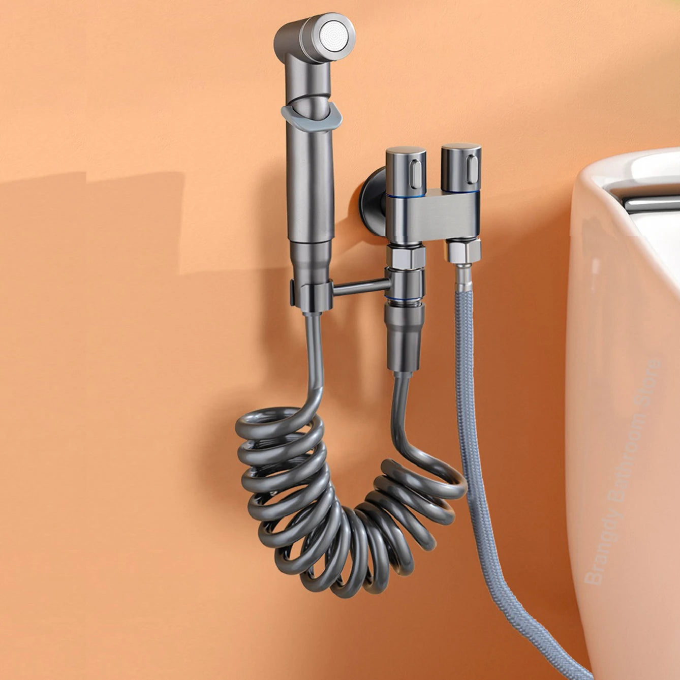 Hygienic Dual Outlet Wall-Mounted Bidet Toilet Sprayer with Angle Valve: