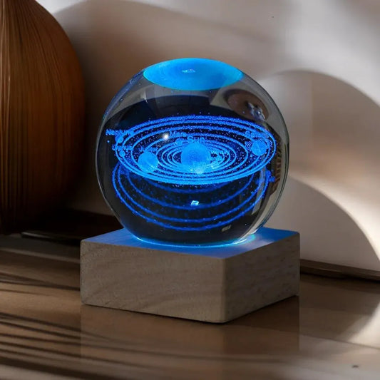 Veilleuse boule de cristal cosmique : lampe de chevet lune voie lactée :