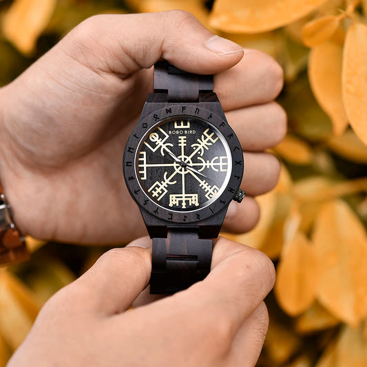 Montre en bois BOBO BIRD Viking Vegvisir :