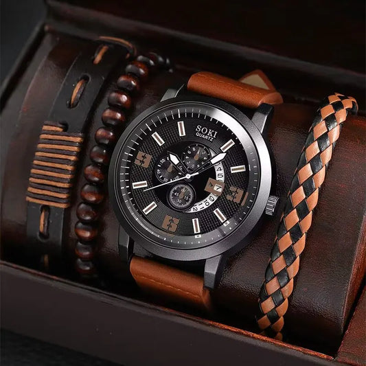 4PCS Fashion Sports Watches Set for Men: