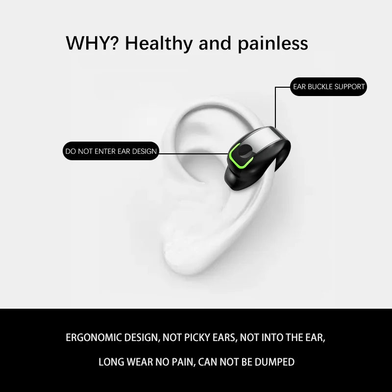 Casque Bluetooth sans fil : conception à clipser confortable avec technologie de conduction osseuse pour une usure prolongée et une durée de vie prolongée de la batterie :