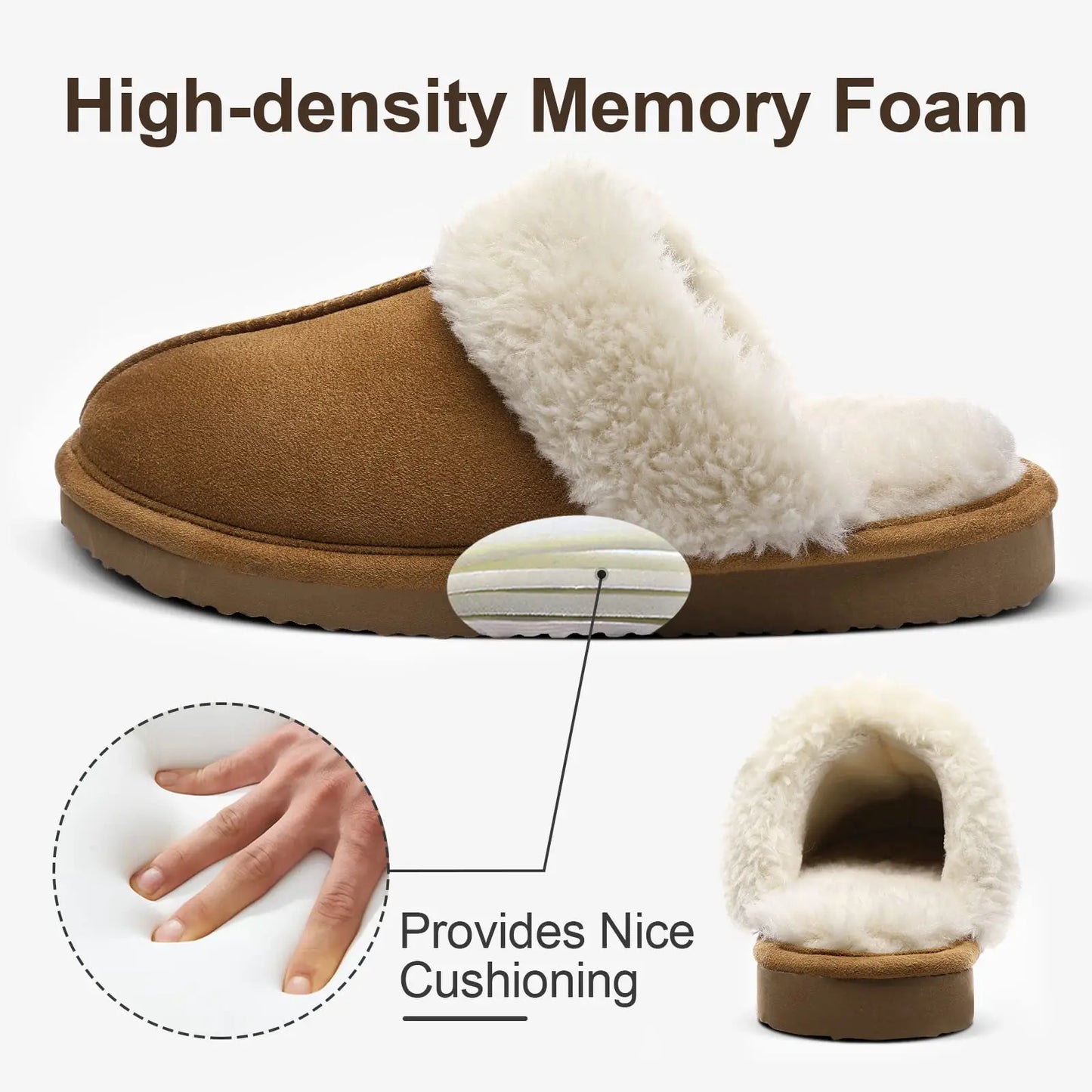 Bebealy Women's Winter Fluffy Suede Fur Slippers