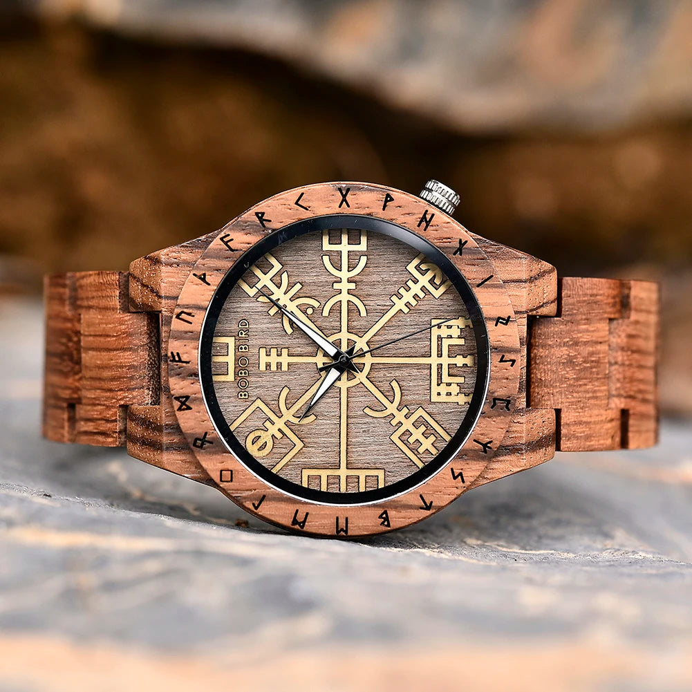 BOBO BIRD Orologio in legno Viking Vegvisir: