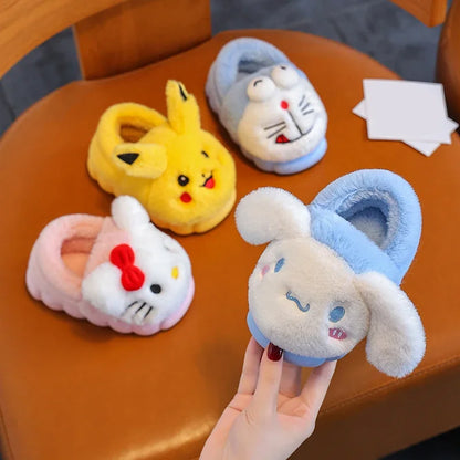 Chaussons en peluche CozyToon pour enfants : chauds, antidérapants, motif dessin animé :