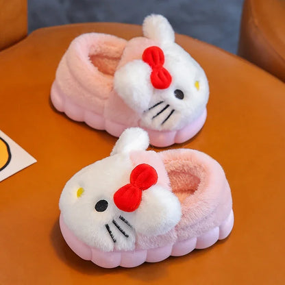 Chaussons en peluche CozyToon pour enfants : chauds, antidérapants, motif dessin animé :