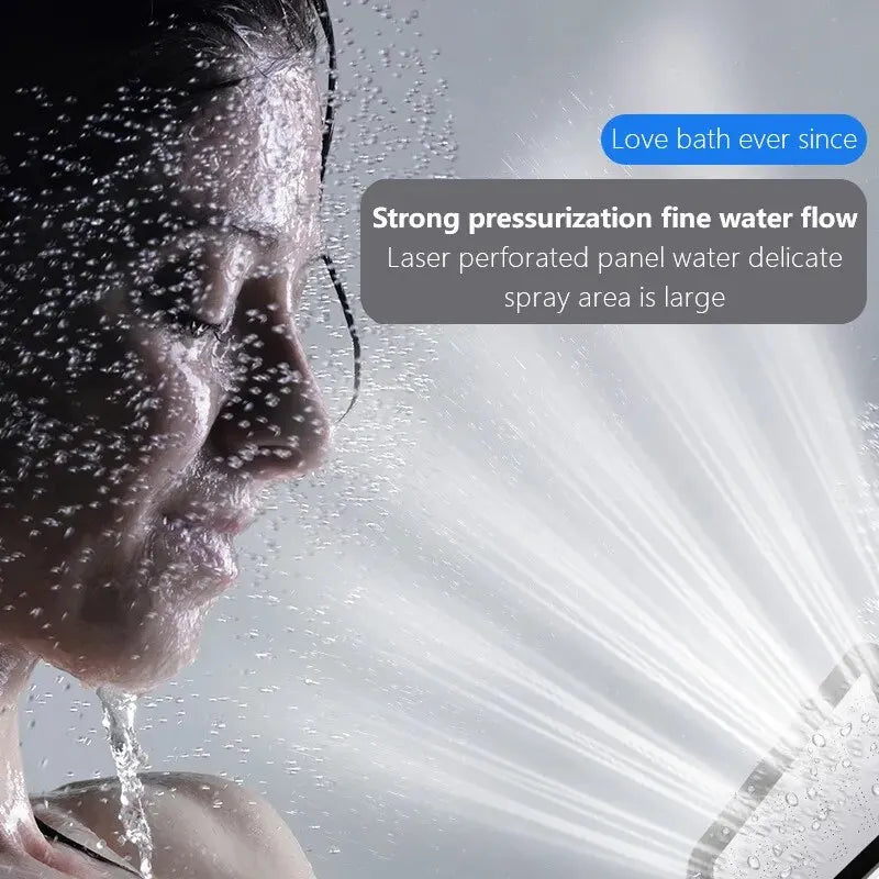 Square Handheld Pressurized Shower Head: 300-Hole Nozzle, Water-Saving