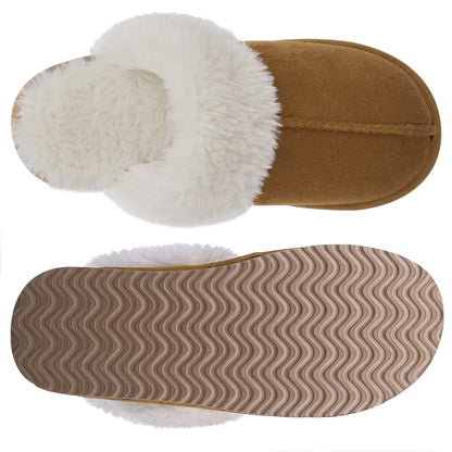 Bebealy Women's Winter Fluffy Suede Fur Slippers