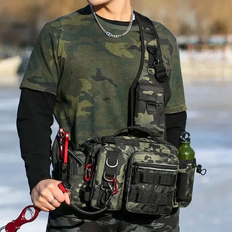 Fishing Tackle Backpack with Rod Holder: