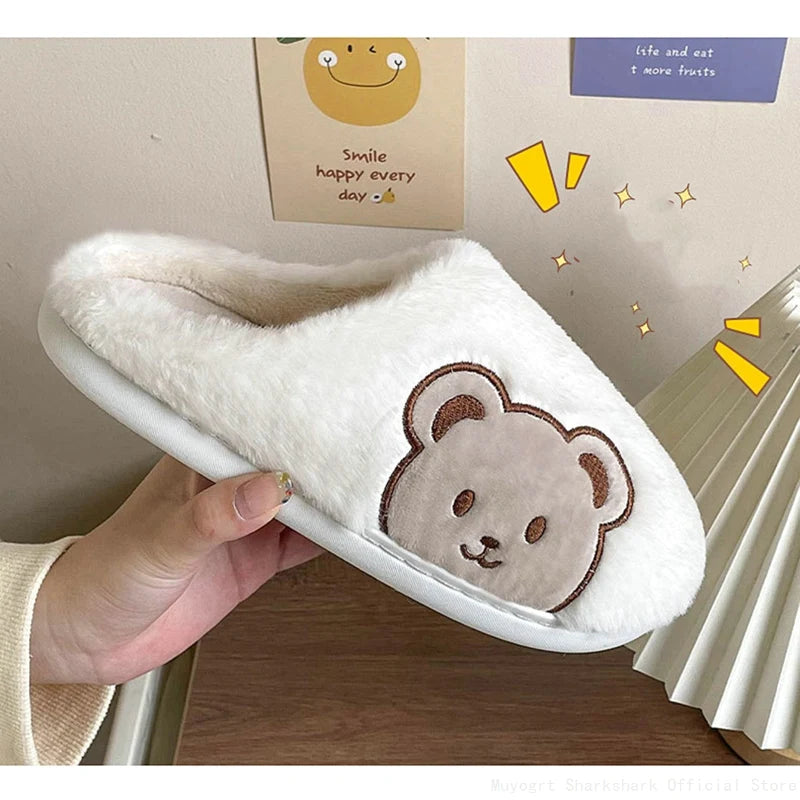 Winter Cartoon Bear Slides - Cozy and Anti-Slip