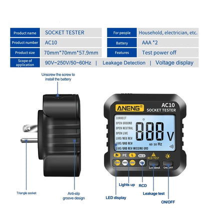 Presentazione del tester per prese ANENG AC10: