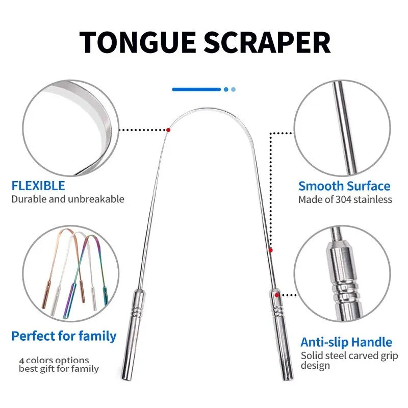 Gratte-langue en acier inoxydable.