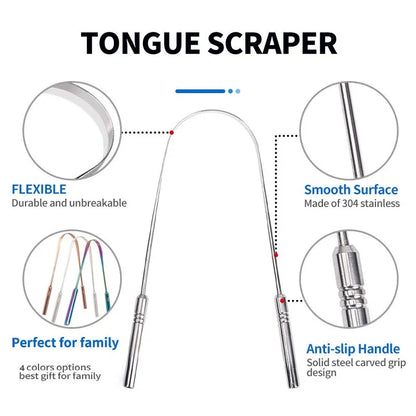 Gratte-langue en acier inoxydable.