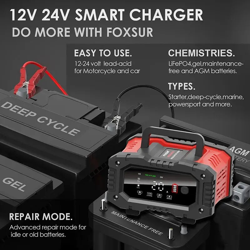 Supports Various Battery Types, with 20A/10A Capacity.