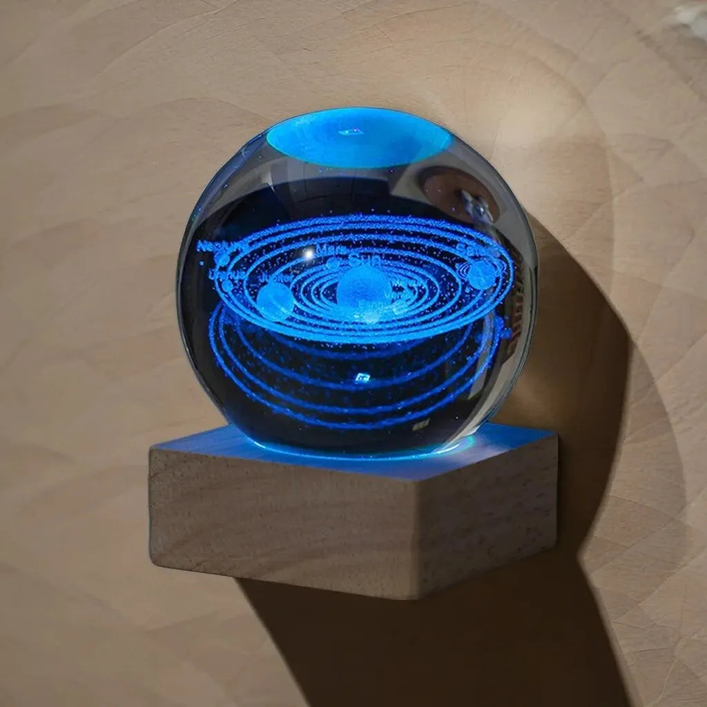 Veilleuse boule de cristal cosmique : lampe de chevet lune voie lactée :