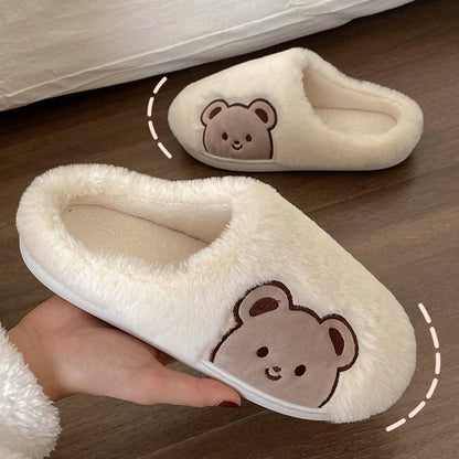 Winter Cartoon Bear Slides - Cozy and Anti-Slip