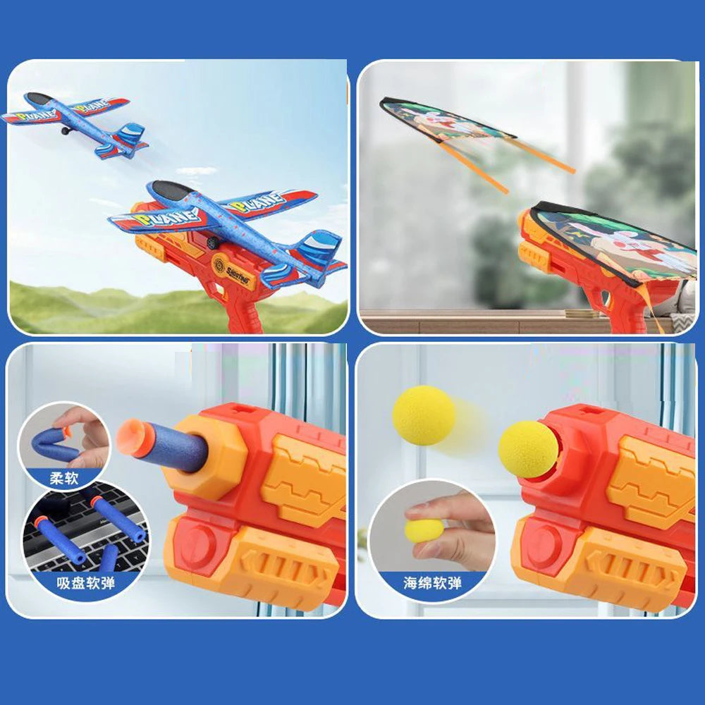 4-in-1 Foam Plane Launcher Gun Toy: