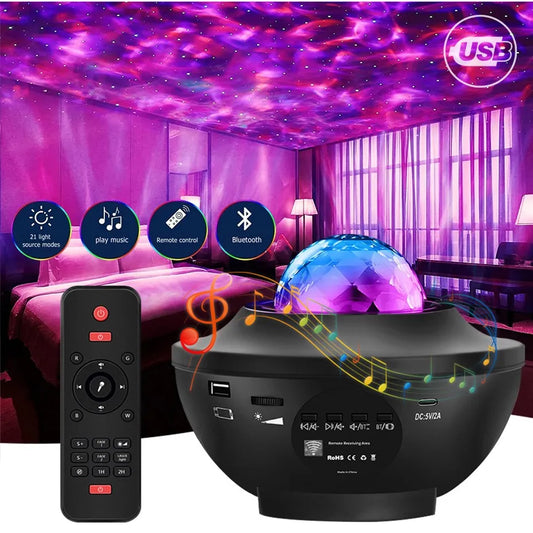 Bluetooth USB Music Player Starry Projector Night Light: