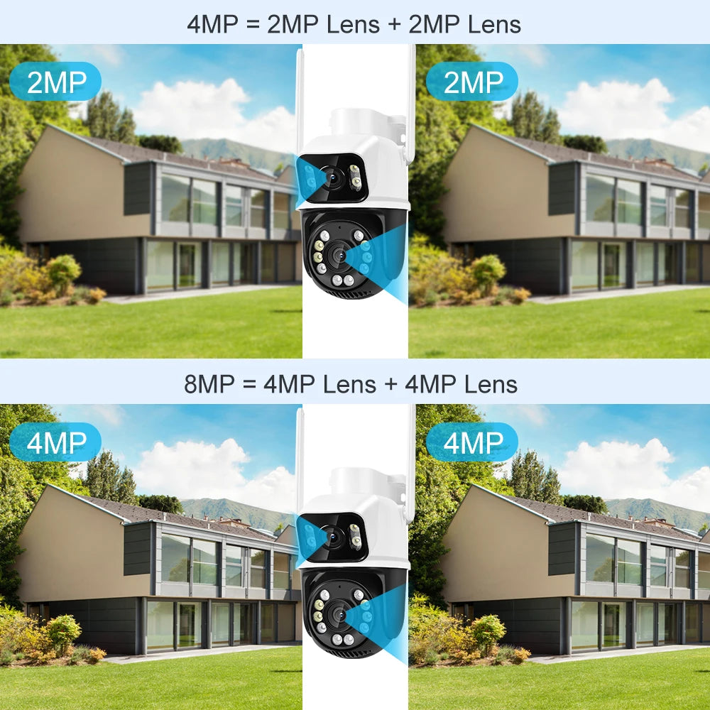 New 8MP 4K PTZ Wifi Camera: Dual Lens, Ai Human Detect, Auto Tracking: