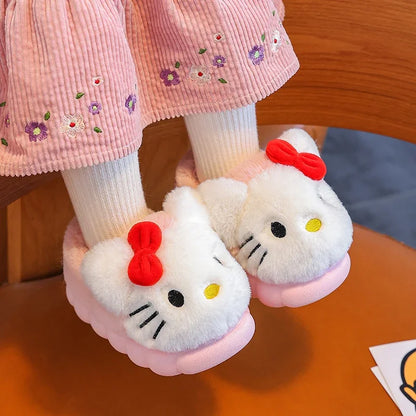 Chaussons en peluche CozyToon pour enfants : chauds, antidérapants, motif dessin animé :