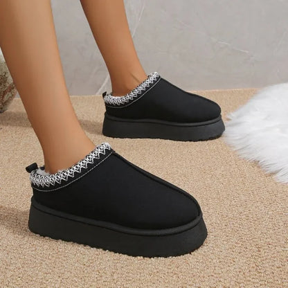 2023 stivali da neve da donna con plateau alla caviglia stivali da neve in pelle scamosciata peluche caldo inverno nuove scarpe moda spesse stivali da donna Chelsea