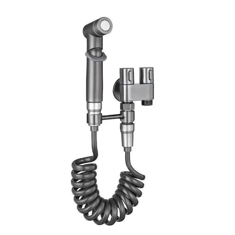 Hygienic Dual Outlet Wall-Mounted Bidet Toilet Sprayer with Angle Valve: