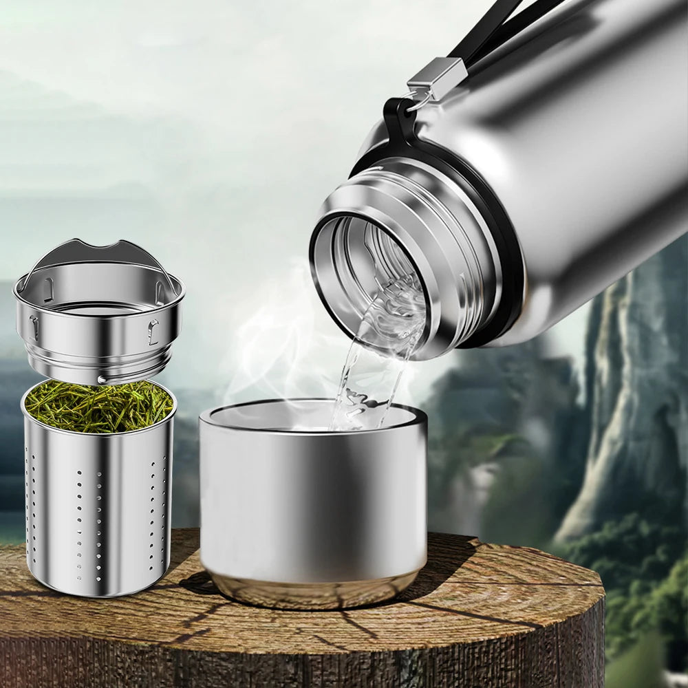 Bouteille thermos en acier inoxydable avec affichage de la température LED :