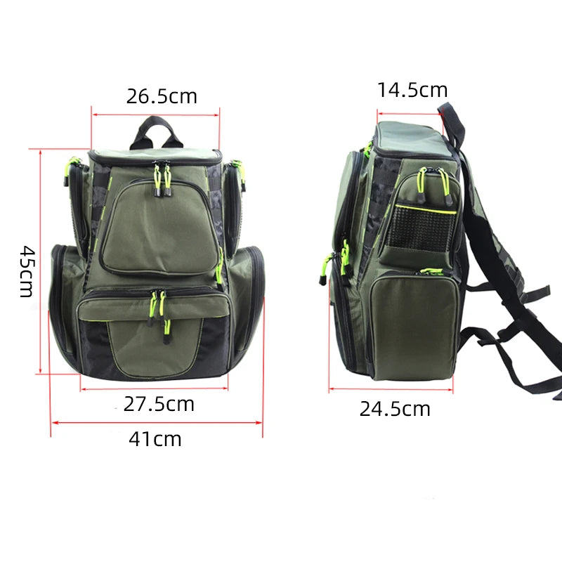 Waterproof Fishing Tackle Backpack with Multiple Compartments: