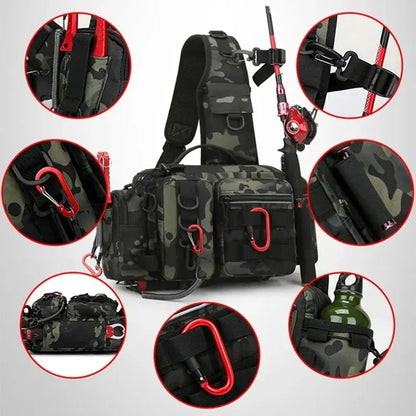 Fishing Tackle Backpack with Rod Holder: