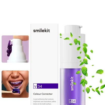 V34 SMILEKIT Purple Whitening Toothpaste