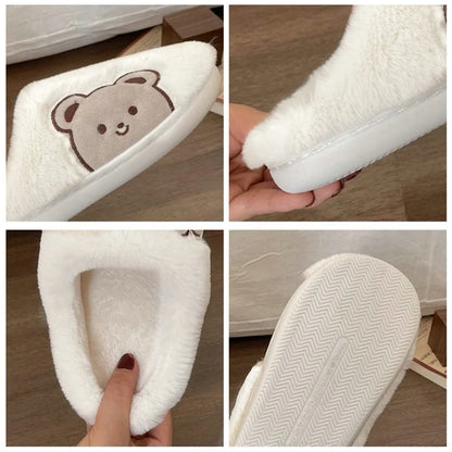 Winter Cartoon Bear Slides - Cozy and Anti-Slip