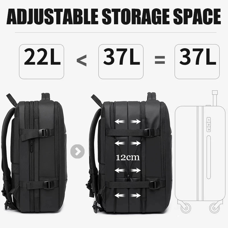 Men's Travel Backpack: Large Capacity, USB Port, Laptop Sleeve