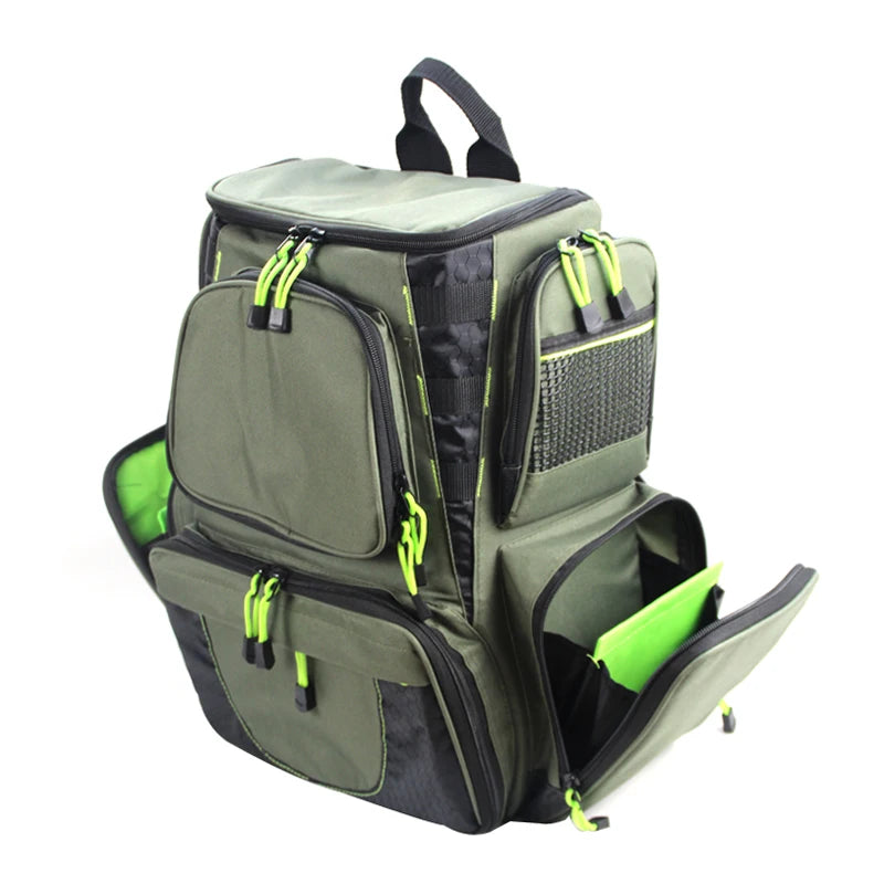 Waterproof Fishing Tackle Backpack with Multiple Compartments: