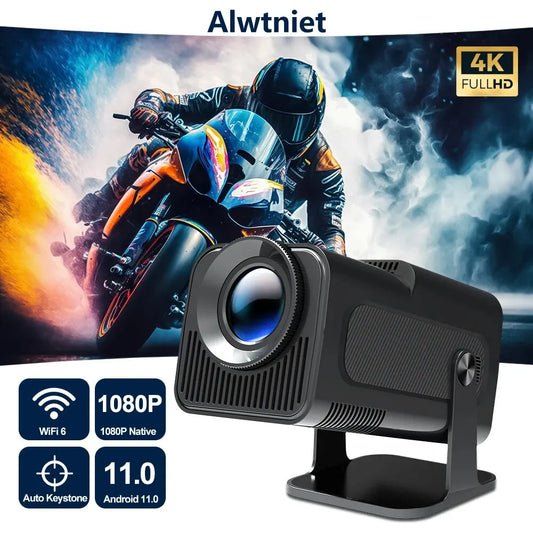 Le projecteur Alwtniet Android 11 est une version améliorée du modèle HY300 avec une meilleure qualité d'image, un double WiFi6 et Bluetooth 5.0, adapté à une utilisation intérieure et extérieure :