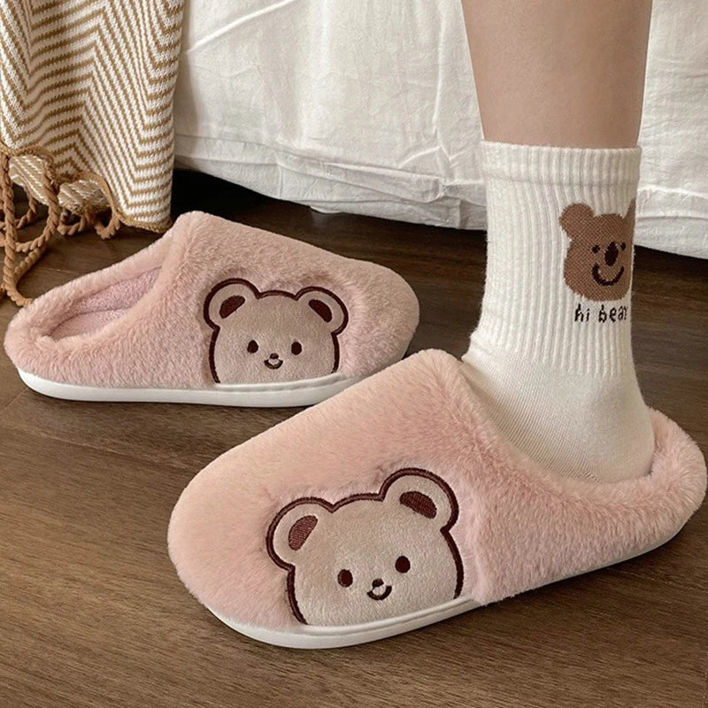 Winter Cartoon Bear Slides - Cozy and Anti-Slip