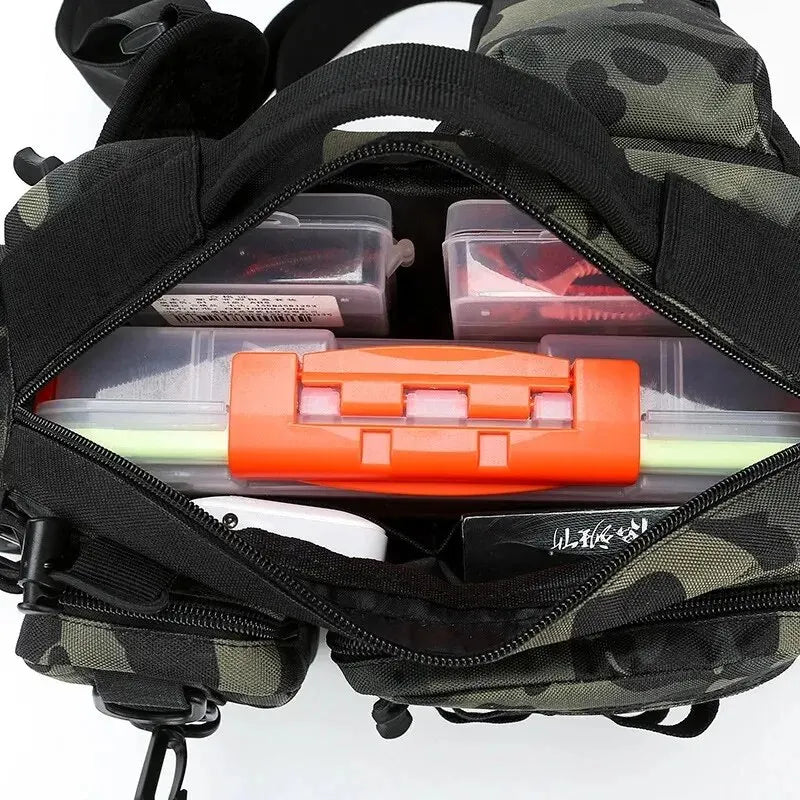 Fishing Tackle Backpack with Rod Holder: