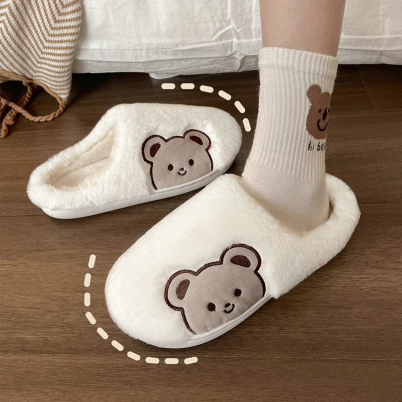 Winter Cartoon Bear Slides - Cozy and Anti-Slip