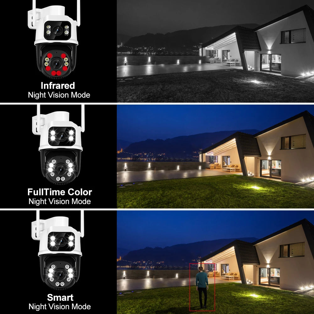 New 8MP 4K PTZ Wifi Camera: Dual Lens, Ai Human Detect, Auto Tracking: