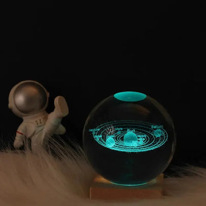 Veilleuse boule de cristal cosmique : lampe de chevet lune voie lactée :