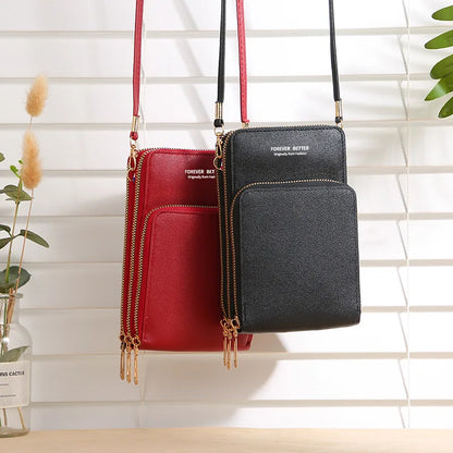 Women's Fashion New Large Capacity Multifunctional Wallet Mobile Phone Card Solid Color Simple Shoulder Bag