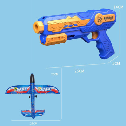 Giocattolo con pistola lancia-aereo in schiuma 4 in 1: